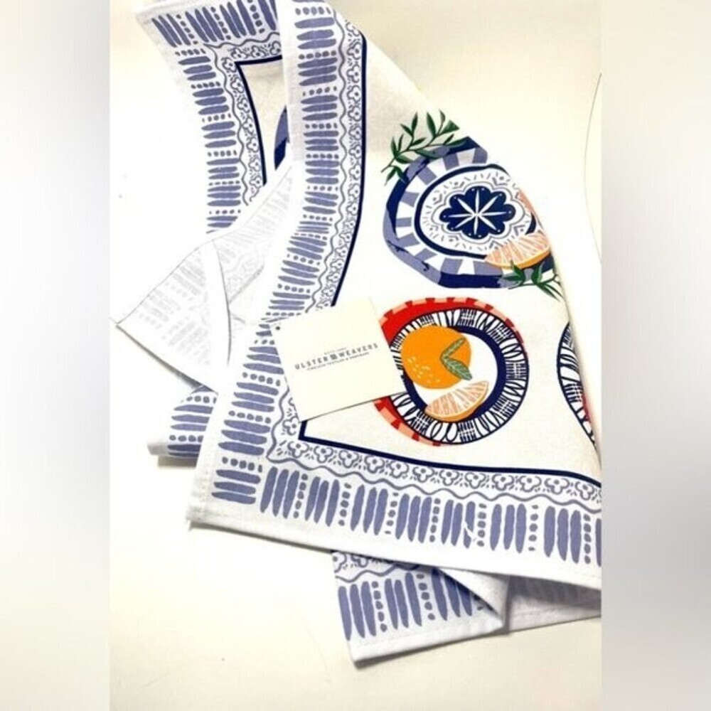 Ulster’s Weavers Cotton Tea Towel Mediterranean Plates Design New With Tags - Picture 2 of 5